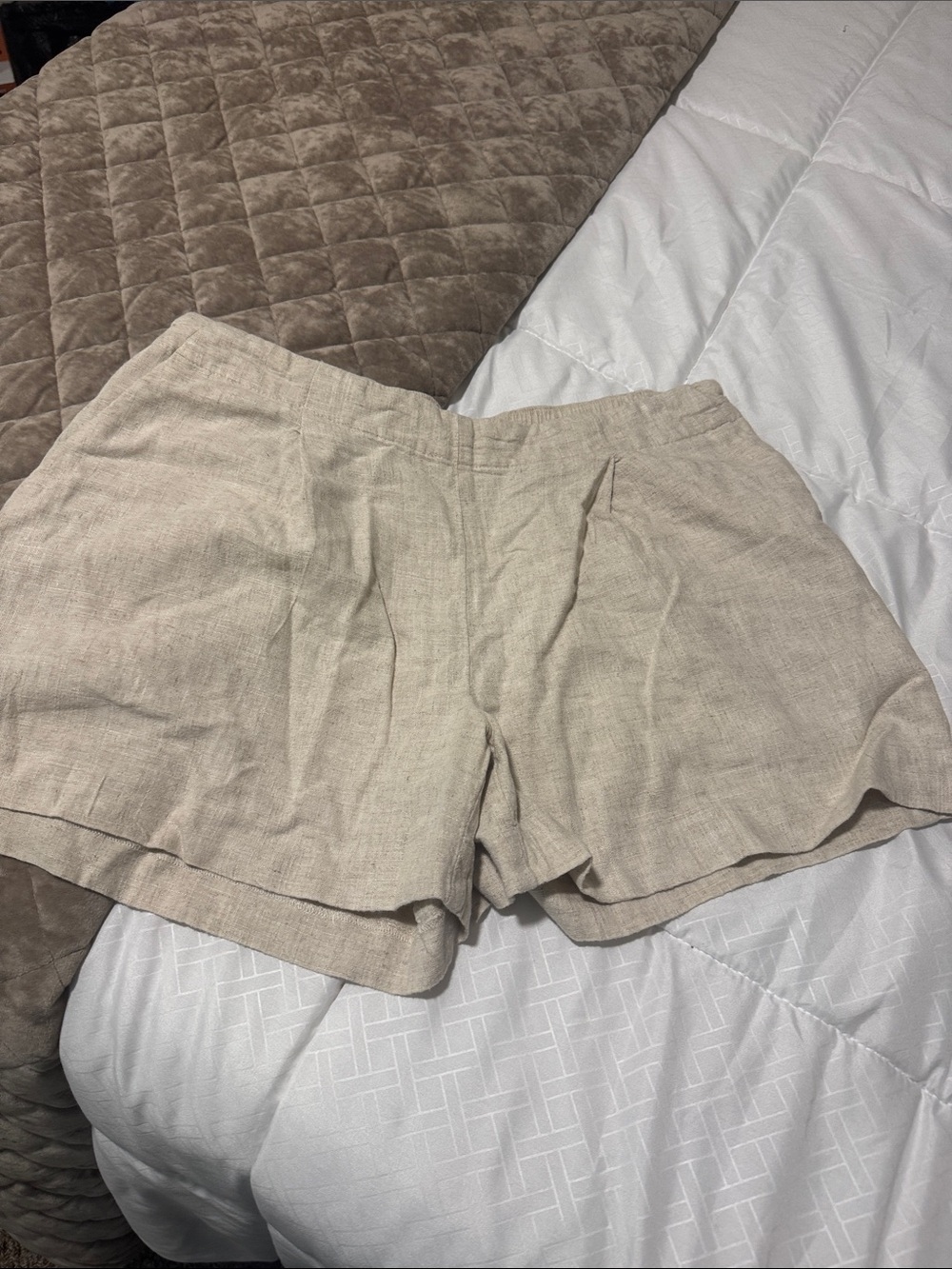 LOFT Beige Linen-Blend Casual Shorts